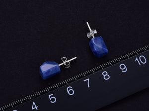 Natural Blue Rough | Raw Lapis Lazuli Sterling Silver Stud Butterfly Earrings - Egret Jewellery