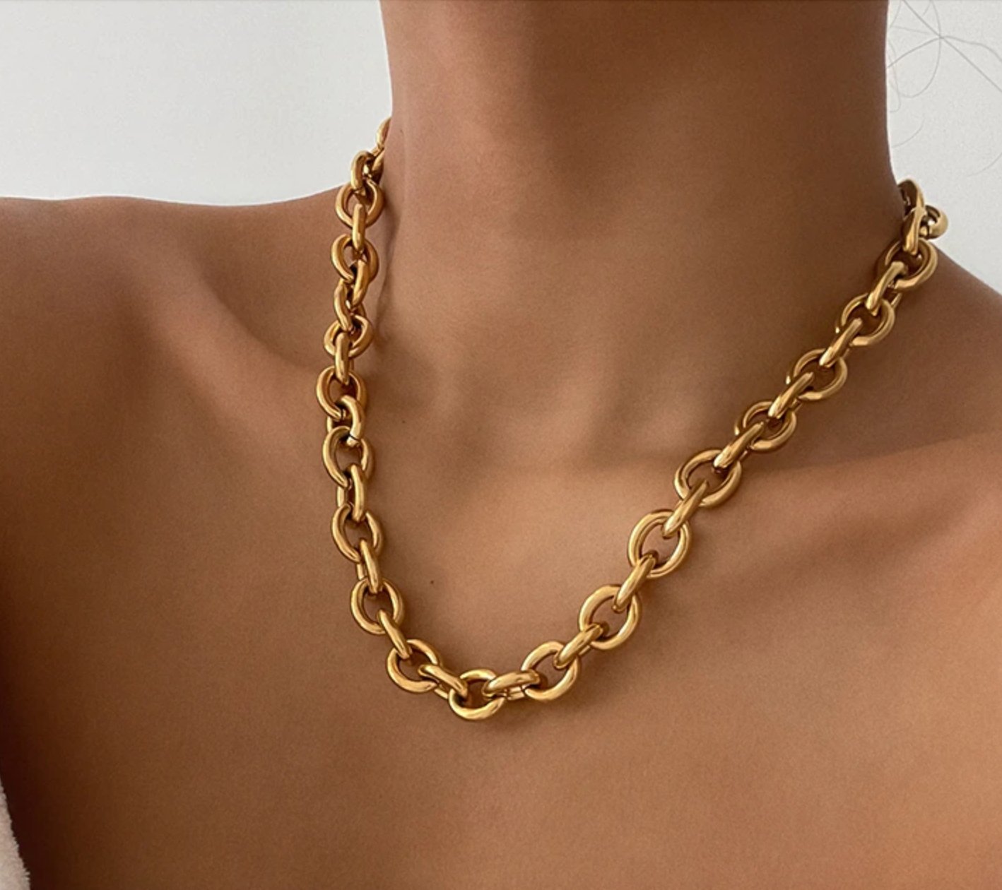 Large Gold Oval Chunky Link Chain - Egret Jewellery