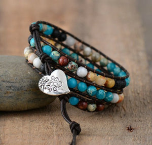 Natural Lava Rock & Imperial Jasper Beaded Wrap Bracelet - Egret Jewellery