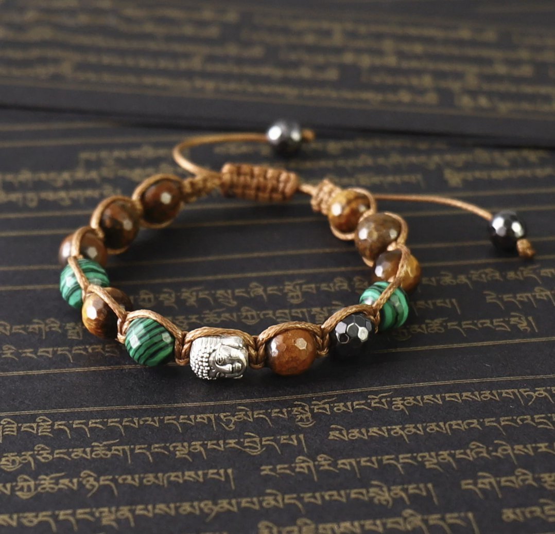 Malachite & Tigers Eye Natural Shamballa Bracelet - Egret Jewellery