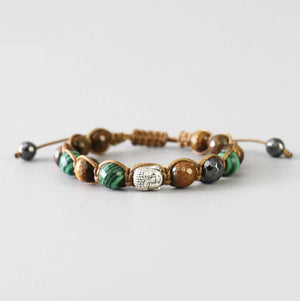 Malachite & Tigers Eye Natural Shamballa Bracelet - Egret Jewellery
