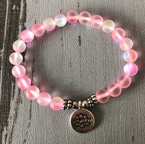 Mermaid Glass Beaded Stacking | Friendship Bracelet, Beads Lotus Pink Matt - Egret Jewellery