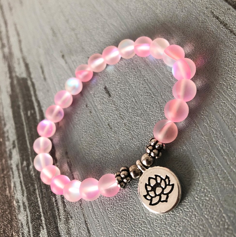 Mermaid Glass Beaded Stacking | Friendship Bracelet, Beads Lotus Pink Matt - Egret Jewellery