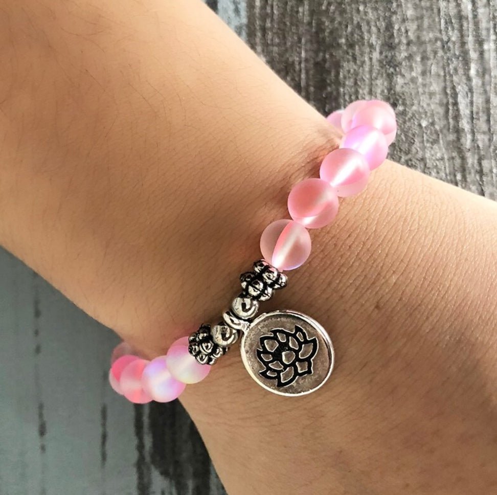 Mermaid Glass Beaded Stacking | Friendship Bracelet, Beads Lotus Pink Matt - Egret Jewellery