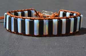 Moonstone | Onyx Beaded Cuff Bracelet