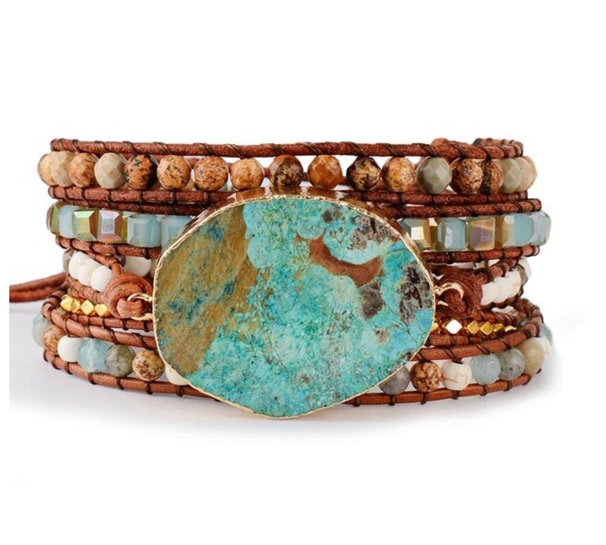 Ocean Jasper | Turquoise Geode Wrap Bracelet - Egret Jewellery
