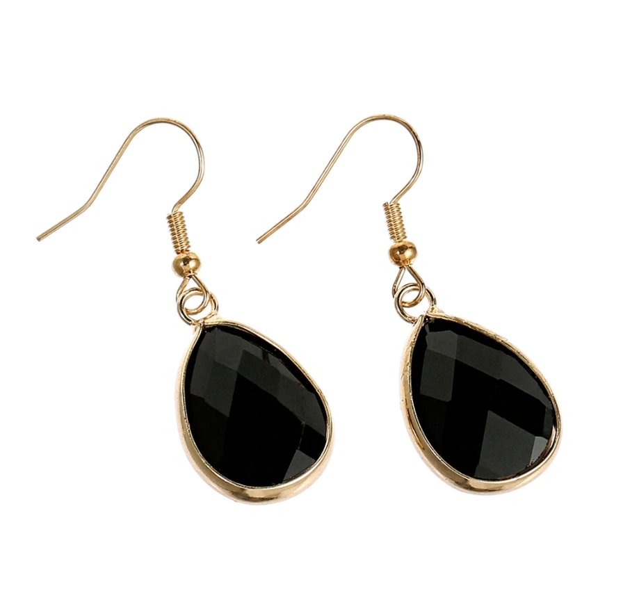 Onyx teardrop Dangle Drop Earrings - Egret Jewellery