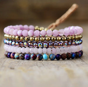 Pink | Purple Crystal Wrap Bracelet - Egret Jewellery