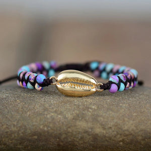 Shell Purple Impression Jasper Beaded Stacking Friendship Bracelet - Egret Jewellery
