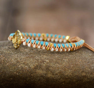 Natural Reiki Symbol Turquoise | Howlite Beaded Stacking Friendship Bracelet - Egret Jewellery
