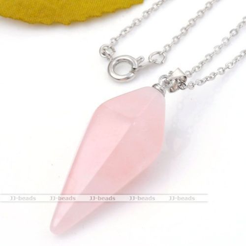 Rose Quartz Crystal Healing Chakra Pendulum Necklace - Egret Jewellery