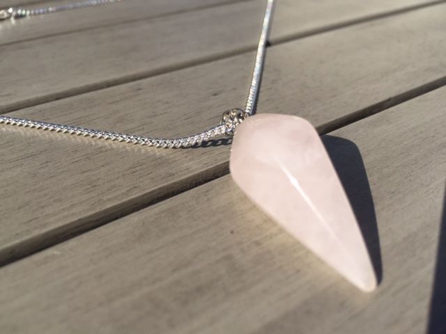 Rose Quartz Crystal Healing Chakra Pendulum Necklace - Egret Jewellery