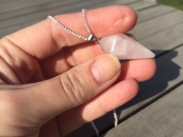 Rose Quartz Crystal Healing Chakra Pendulum Necklace - Egret Jewellery