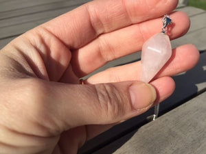 Rose Quartz Crystal Healing Chakra Pendulum Necklace - Egret Jewellery