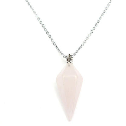 Rose Quartz Crystal Healing Chakra Pendulum Necklace - Egret Jewellery