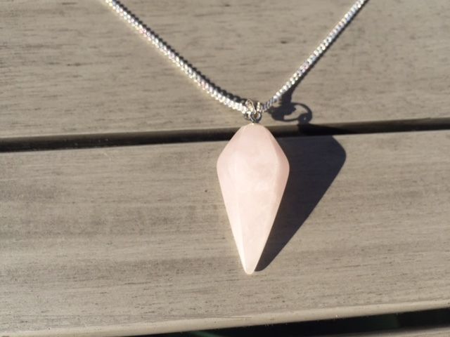 Rose Quartz Crystal Healing Chakra Pendulum Necklace - Egret Jewellery