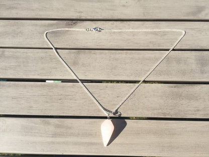 Rose Quartz Crystal Healing Chakra Pendulum Necklace - Egret Jewellery