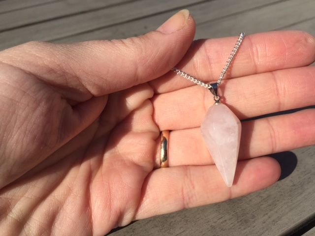 Rose Quartz Crystal Healing Chakra Pendulum Necklace - Egret Jewellery