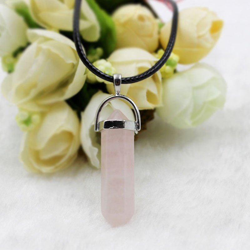 Natural Healing Crystal Rose Quartz Leather Necklace - Egret Jewellery