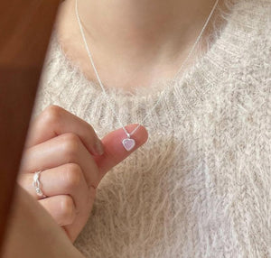 Rose Quartz Sterling Silver Heart Dainty Necklace - Egret Jewellery