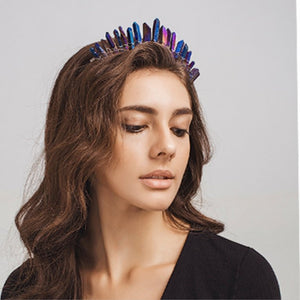 Raw Rough Aura Quartz Tiara Mermaid Fairy Crown Headband Headpiece - Egret Jewellery