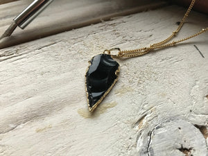 Gold Natural Rough Onyx Arrowhead Necklace - Egret Jewellery