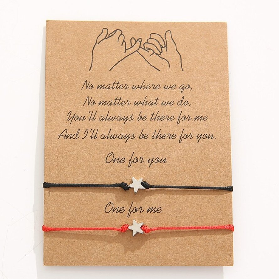 Set Of Two Matching Wishing Friendship Bracelets Boyfriend Girlfriend Love Star - Egret Jewellery