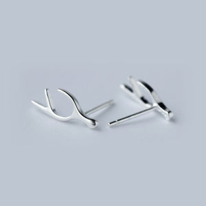 Dipped Silver Deer Antler Horn Stud Earrings - Egret Jewellery