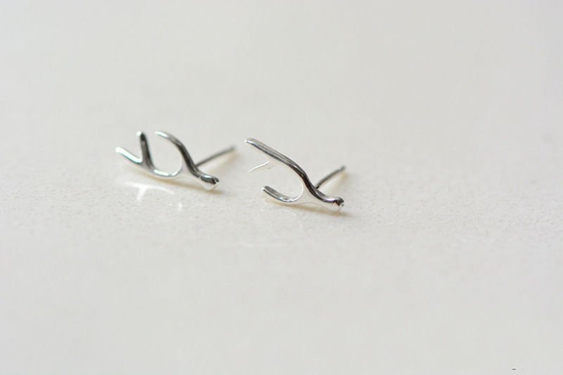 Dipped Silver Deer Antler Horn Stud Earrings - Egret Jewellery