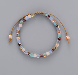 Square Tila Beaded Cord Friendship | Stacking Bracelet - Egret Jewellery