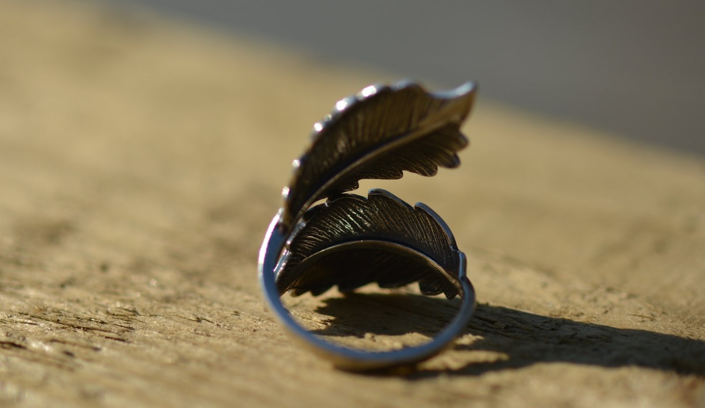 Sterling Silver Adjustable Leaf Wrap Statement Ring - Egret Jewellery