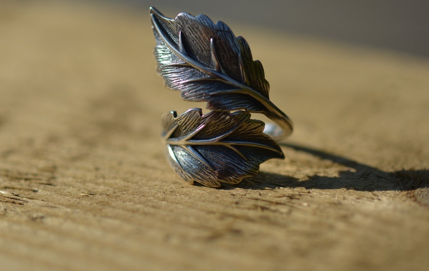 Sterling Silver Adjustable Leaf Wrap Statement Ring - Egret Jewellery