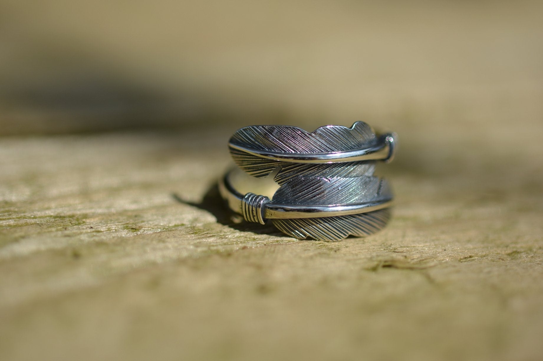 Sterling Silver Adjustable Wrap Feather Ring - Egret Jewellery