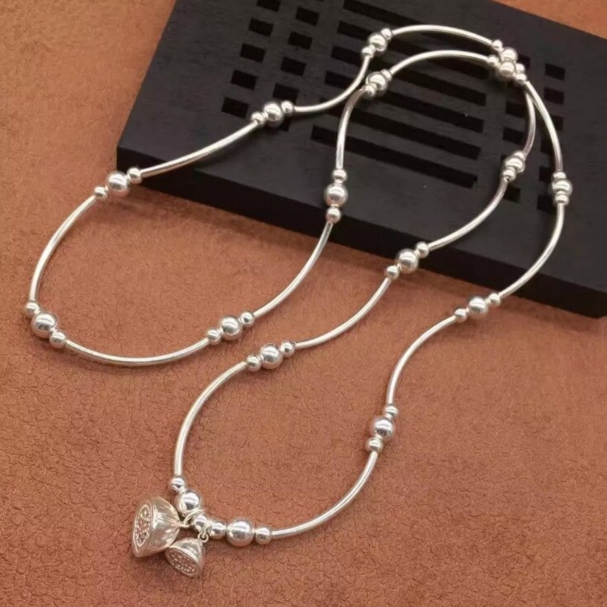 925 Sterling Silver Beaded Cuff | Wrap Bracelet Adjustable Elastic Flower Bangle - Egret Jewellery