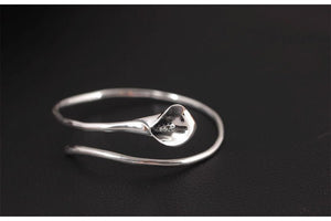 925 Sterling Silver Calla Lily Cuff Bracelet - Egret Jewellery