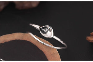 925 Sterling Silver Calla Lily Cuff Bracelet - Egret Jewellery