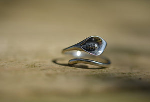 925 Sterling Silver Calla Lily Adjustable Wrap Flower Ring - Egret Jewellery
