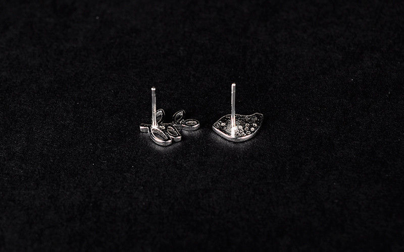 Sterling Silver Dove & Olive Branch Stud Earrings - Egret Jewellery