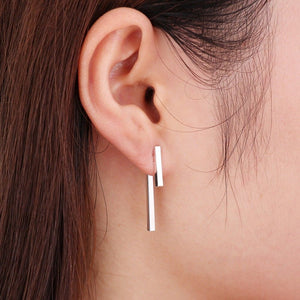 Sterling Silver Ear Jacket Geometric T Bar Earrings - Egret Jewellery