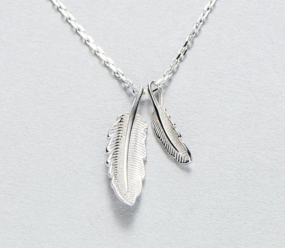 Sterling Silver Feather Charm Necklace 18" - Egret Jewellery