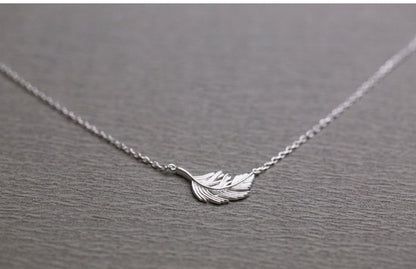 Sterling Silver Delicate Feather Leaf Necklace - Egret Jewellery