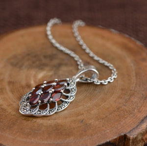Sterling Silver | Garnet Red Gemstone Necklace - Egret Jewellery