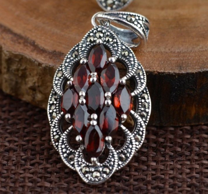 Sterling Silver | Garnet Red Gemstone Necklace - Egret Jewellery