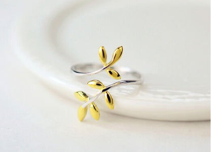 Boho Sterling Silver & Gold Dipped Branch Ring - Egret Jewellery