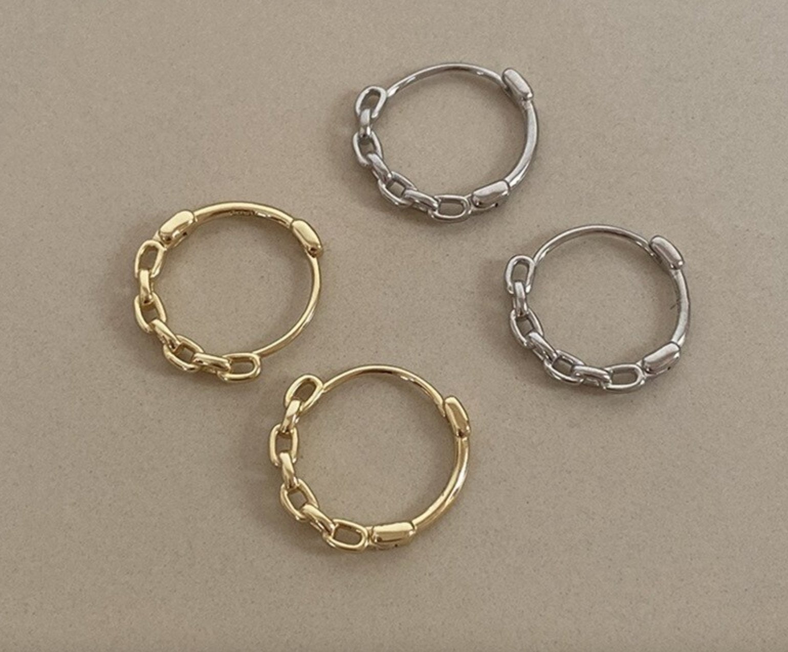 Sterling Silver | Gold Curb Chain Huggie Hoop Earrings - Egret Jewellery