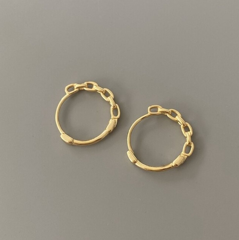Sterling Silver | Gold Curb Chain Huggie Hoop Earrings - Egret Jewellery