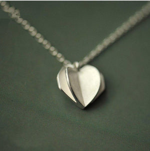Boho 925 Sterling Silver Origami Heart Charm Pendant Necklace Love - Egret Jewellery