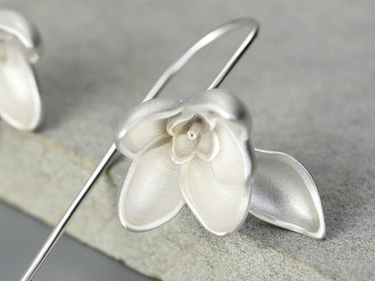 Sterling Silver Lily | Lotus Flower Drop Earrings - Egret Jewellery