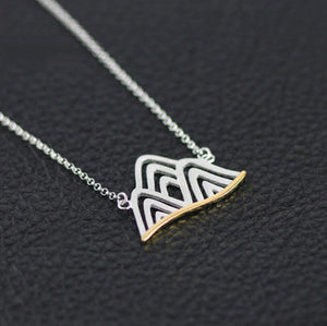 925 Sterling Silver Mountain Necklace Pendant Gold Dipped Wanderlust Travel - Egret Jewellery