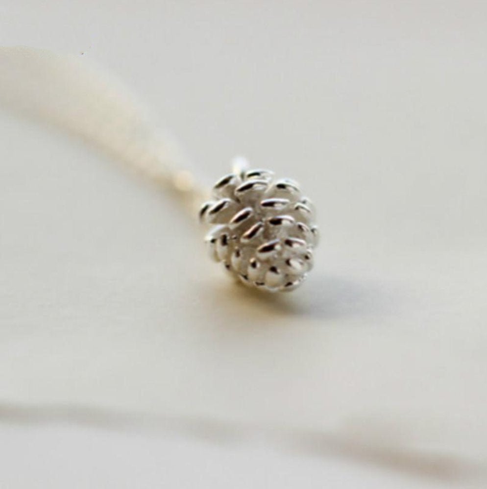 Dainty Sterling Silver Pinecone Necklace | Pendant - Egret Jewellery